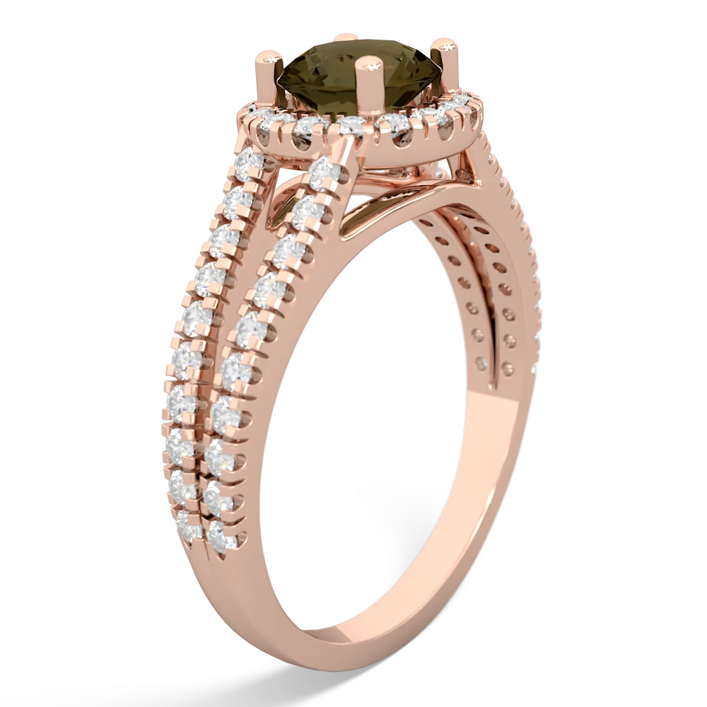 Smoky Quartz Pave Halo 14K Rose Gold ring R5490