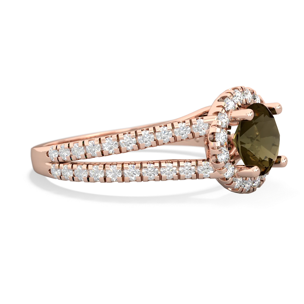 Smoky Quartz Pave Halo 14K Rose Gold ring R5490