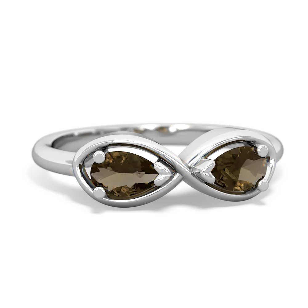 Smoky Quartz Infinity 14K White Gold ring R5050