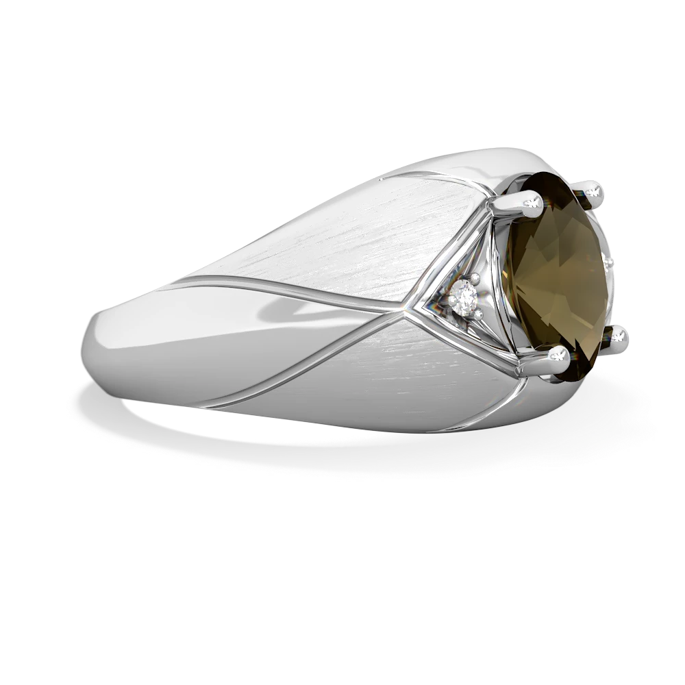 Smoky Quartz Men's Crossroads 14K White Gold ring R0361