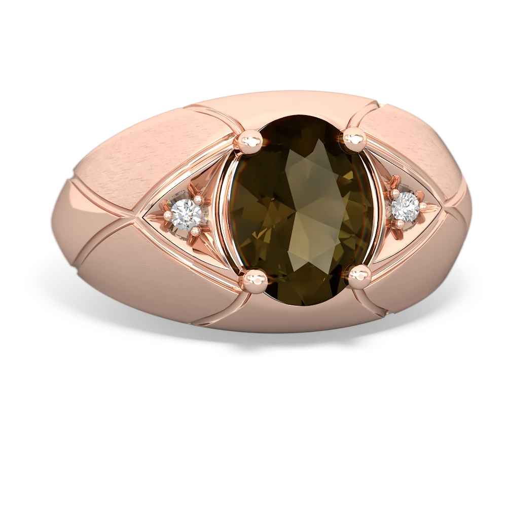 Smoky Quartz Men's Crossroads 14K Rose Gold ring R0361