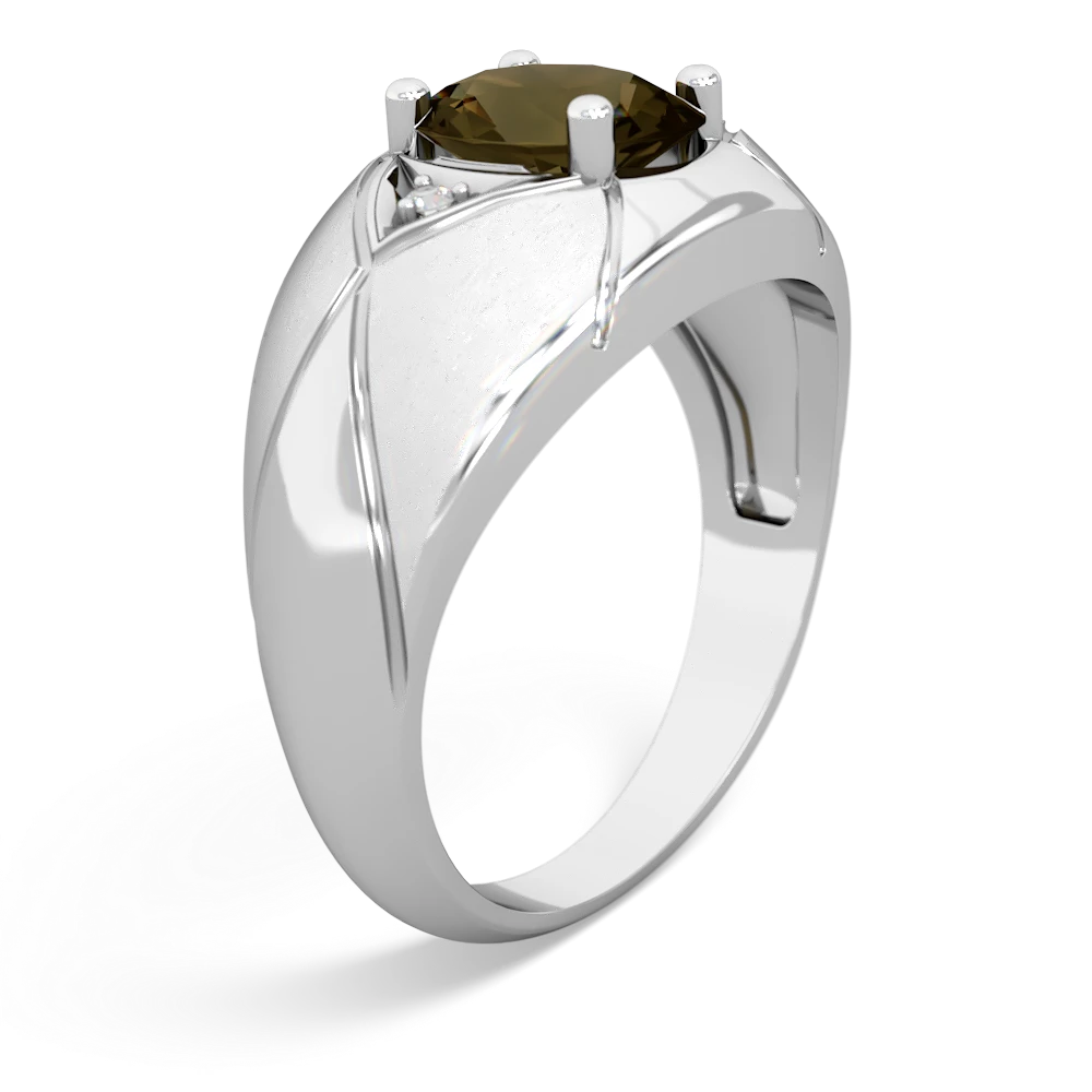 Smoky Quartz Men's Crossroads 14K White Gold ring R0361