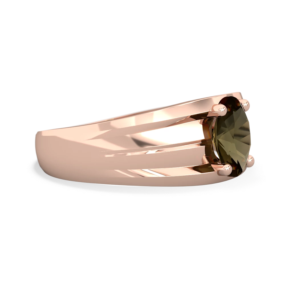 Smoky Quartz Men's Two Lane 14K Rose Gold ring R0363