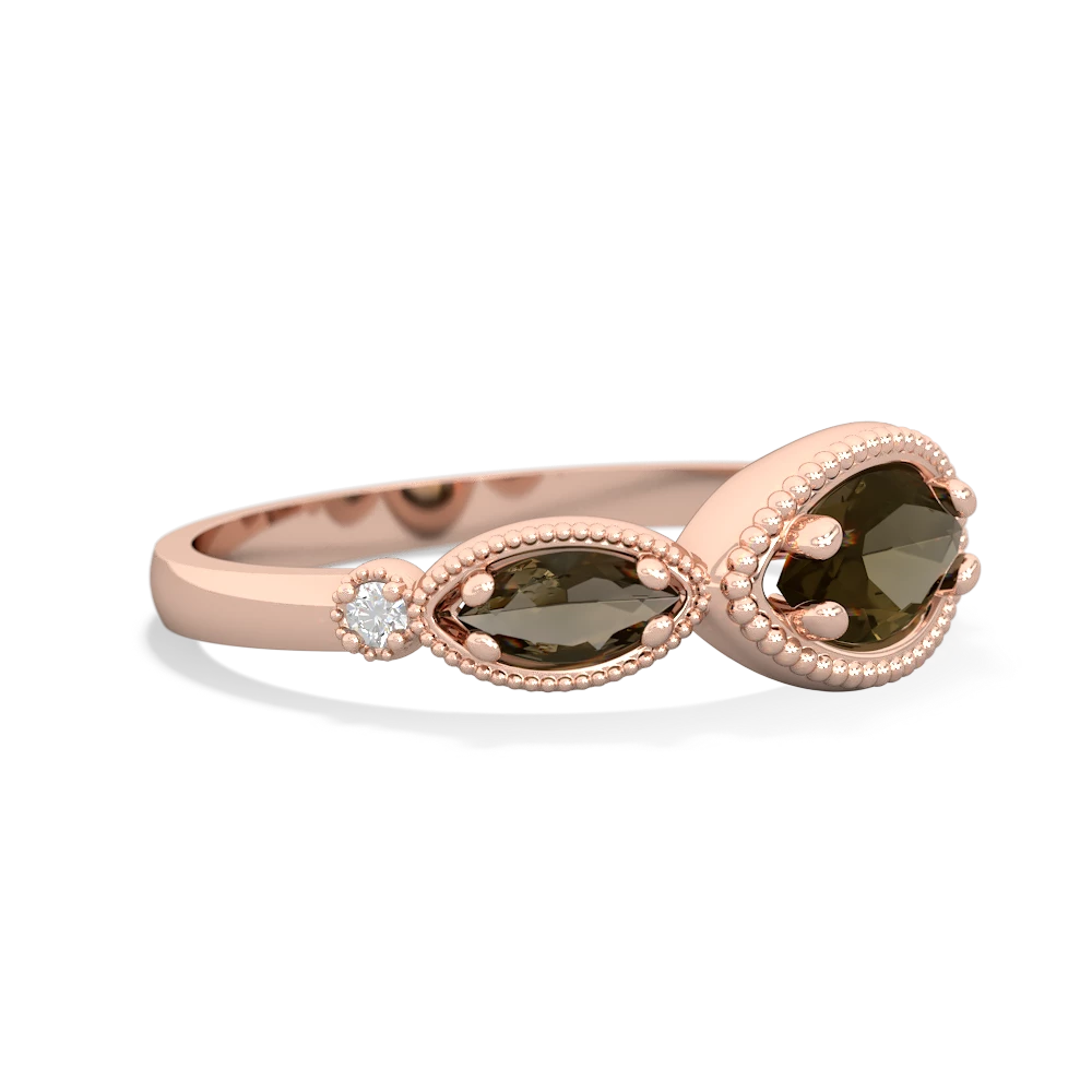 Smoky Quartz Milgrain Marquise 14K Rose Gold ring R5700