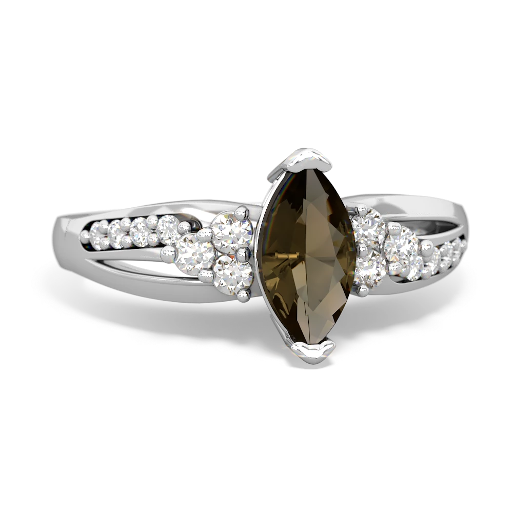 Smoky Quartz Royal Marquise 14K White Gold ring R2343