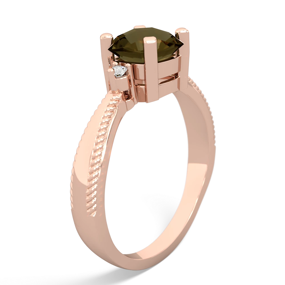 Smoky Quartz Cushion Rope 14K Rose Gold ring R2484