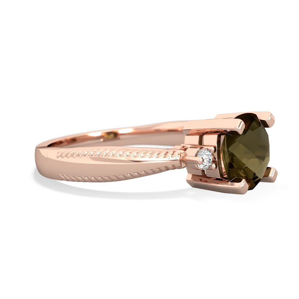 Smoky Quartz Cushion Rope 14K Rose Gold ring R2484