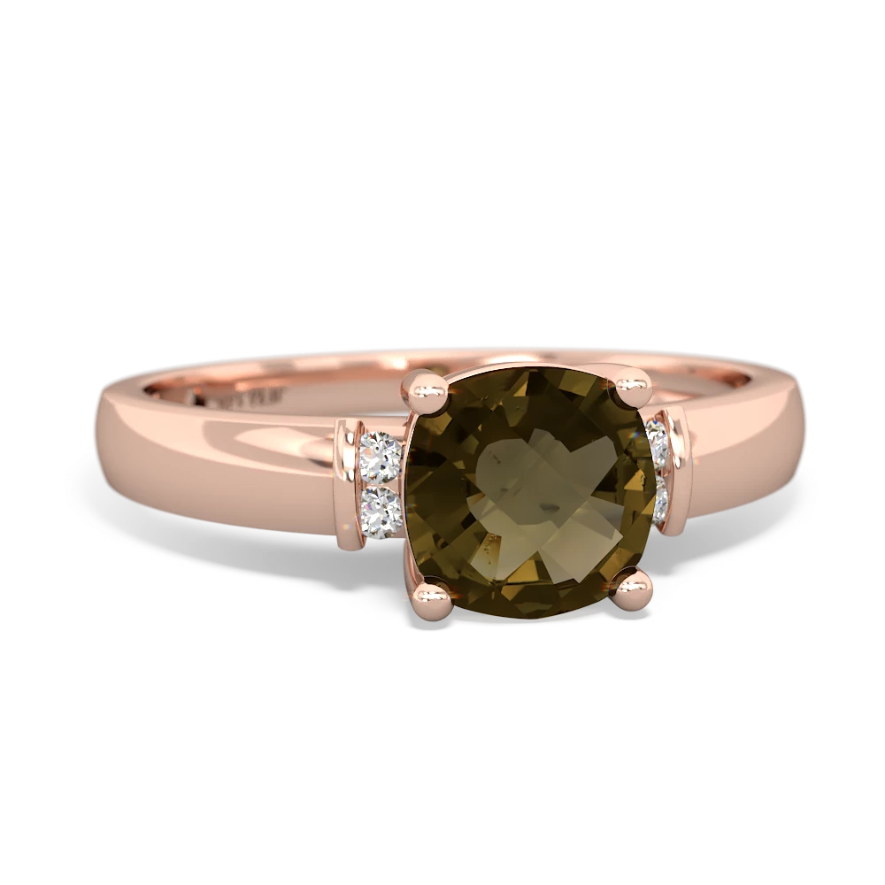 Smoky Quartz Simply Elegant Cushion 14K Rose Gold ring R2489