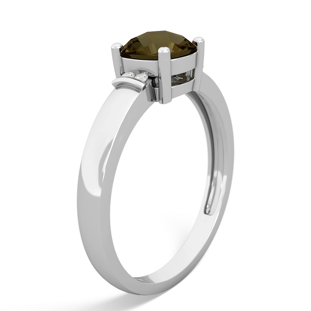 Smoky Quartz Simply Elegant Cushion 14K White Gold ring R2489