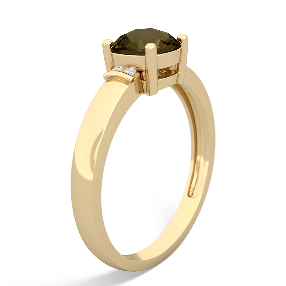 Smoky Quartz Simply Elegant Cushion 14K Yellow Gold ring R2489