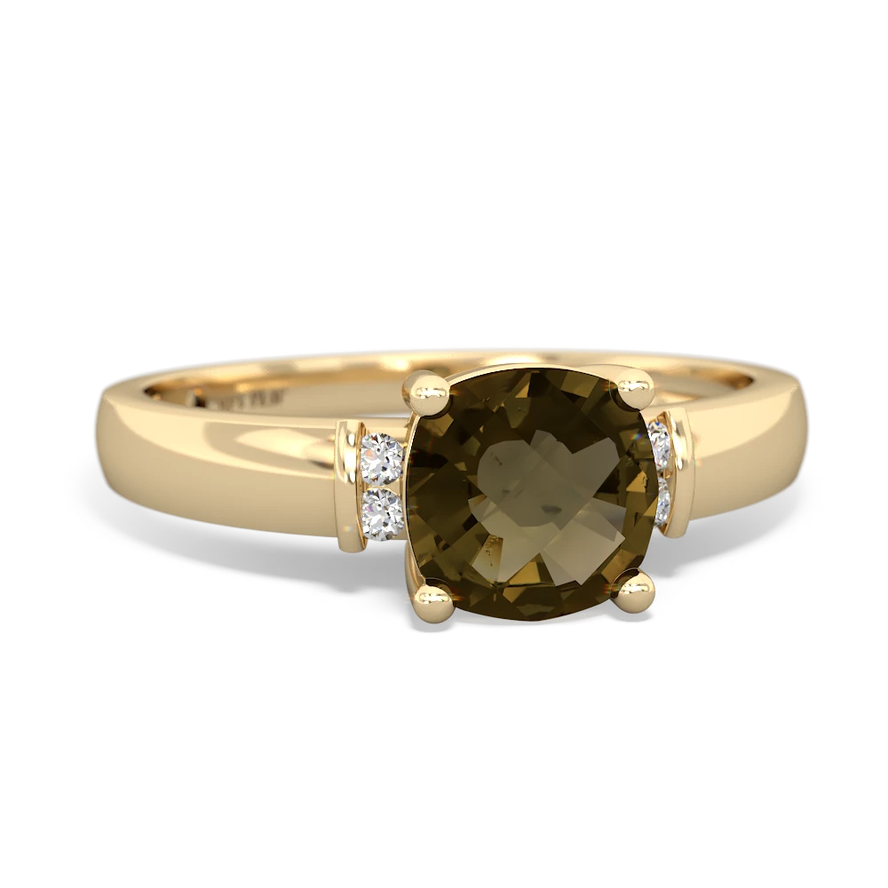 Smoky Quartz Simply Elegant Cushion 14K Yellow Gold ring R2489