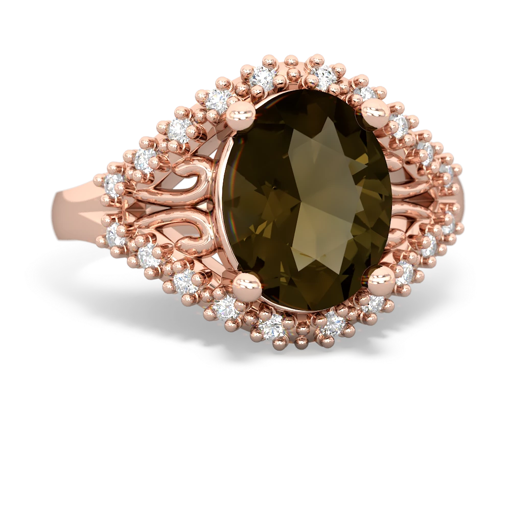 Smoky Quartz Antique Style Cocktail 14K Rose Gold ring R2564