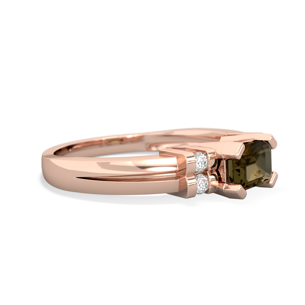 Smoky Quartz Art Deco East-West 14K Rose Gold ring R2590