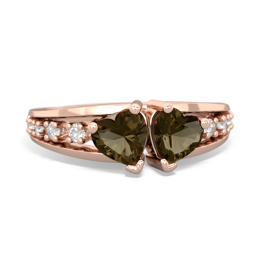 Smoky Quartz Heart To Heart 14K Rose Gold ring R3342