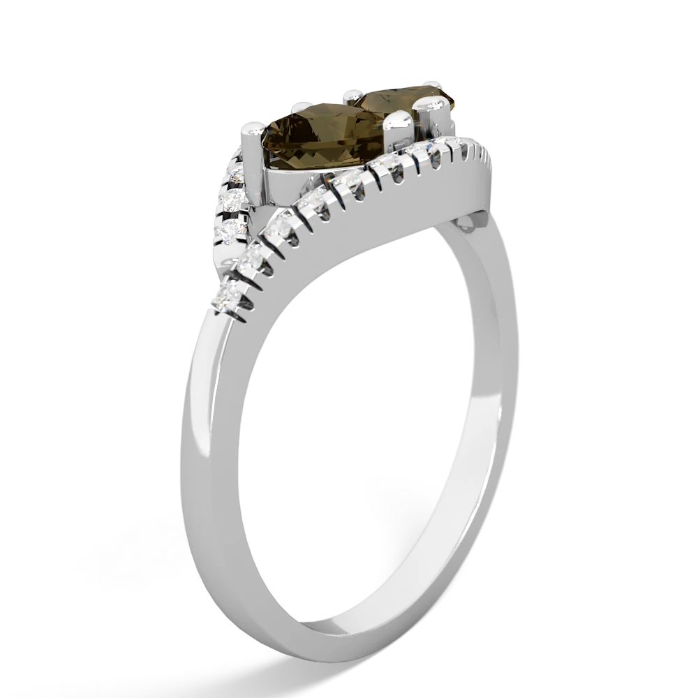 Smoky Quartz Mother And Child 14K White Gold ring R3010