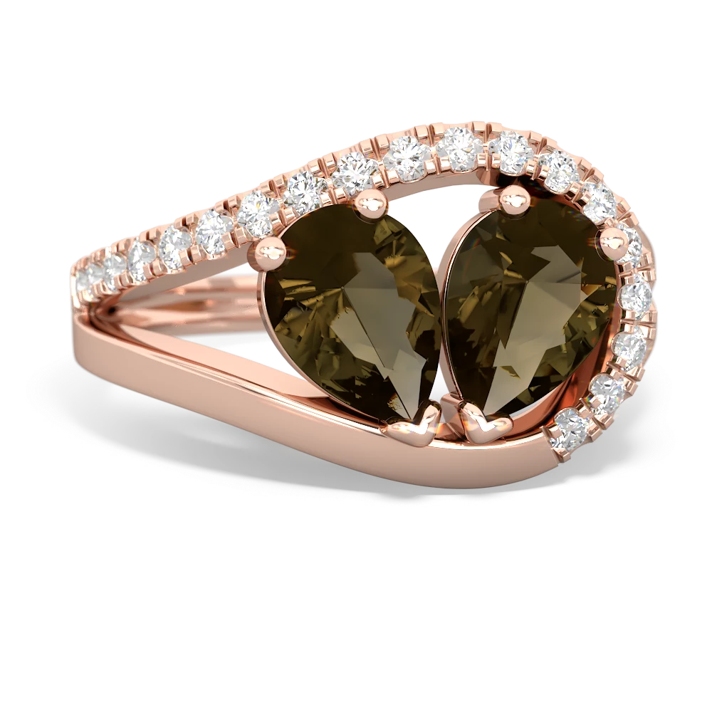 Smoky Quartz Nestled Heart Keepsake 14K Rose Gold ring R5650