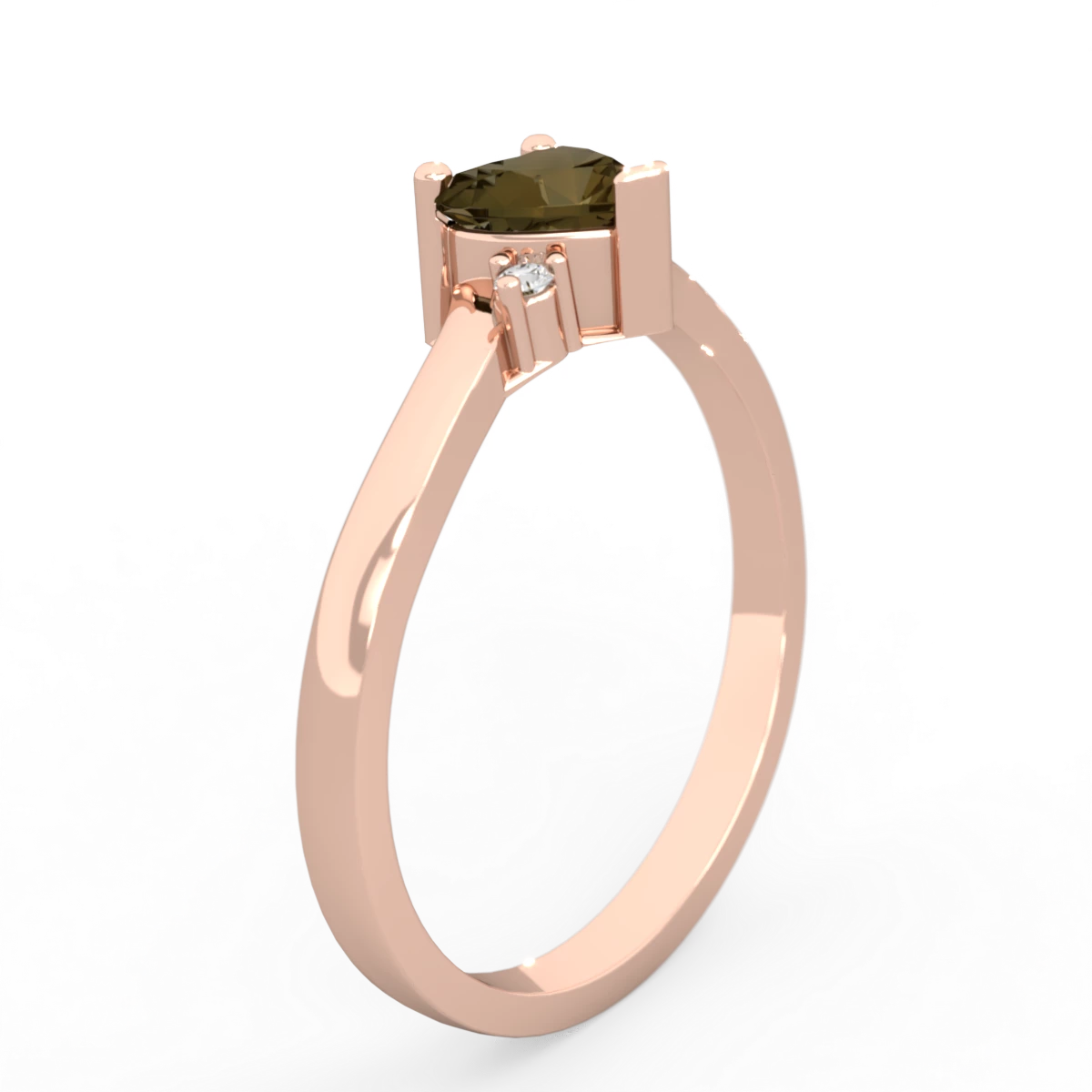 Smoky Quartz Delicate Heart 14K Rose Gold ring R0203