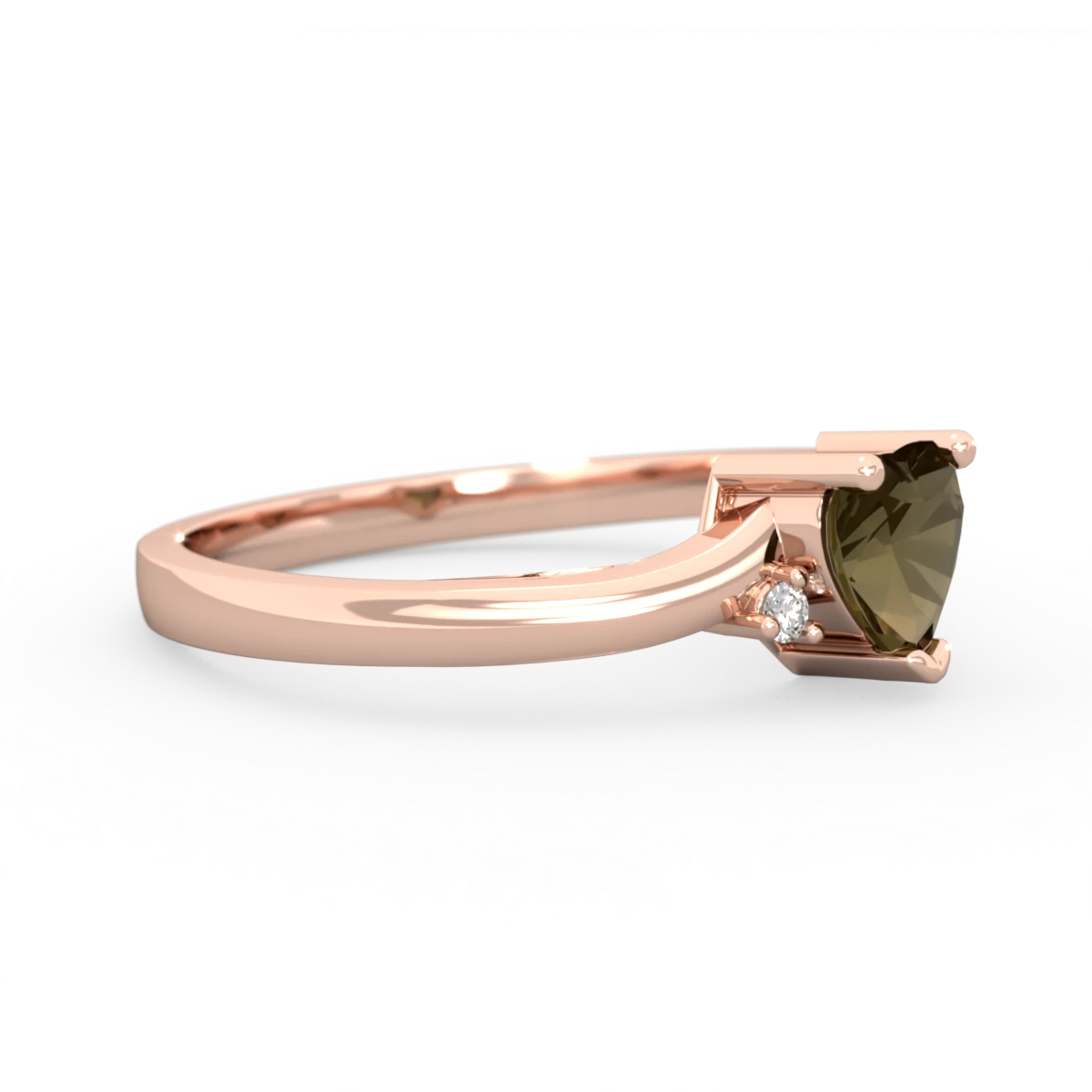 Smoky Quartz Delicate Heart 14K Rose Gold ring R0203