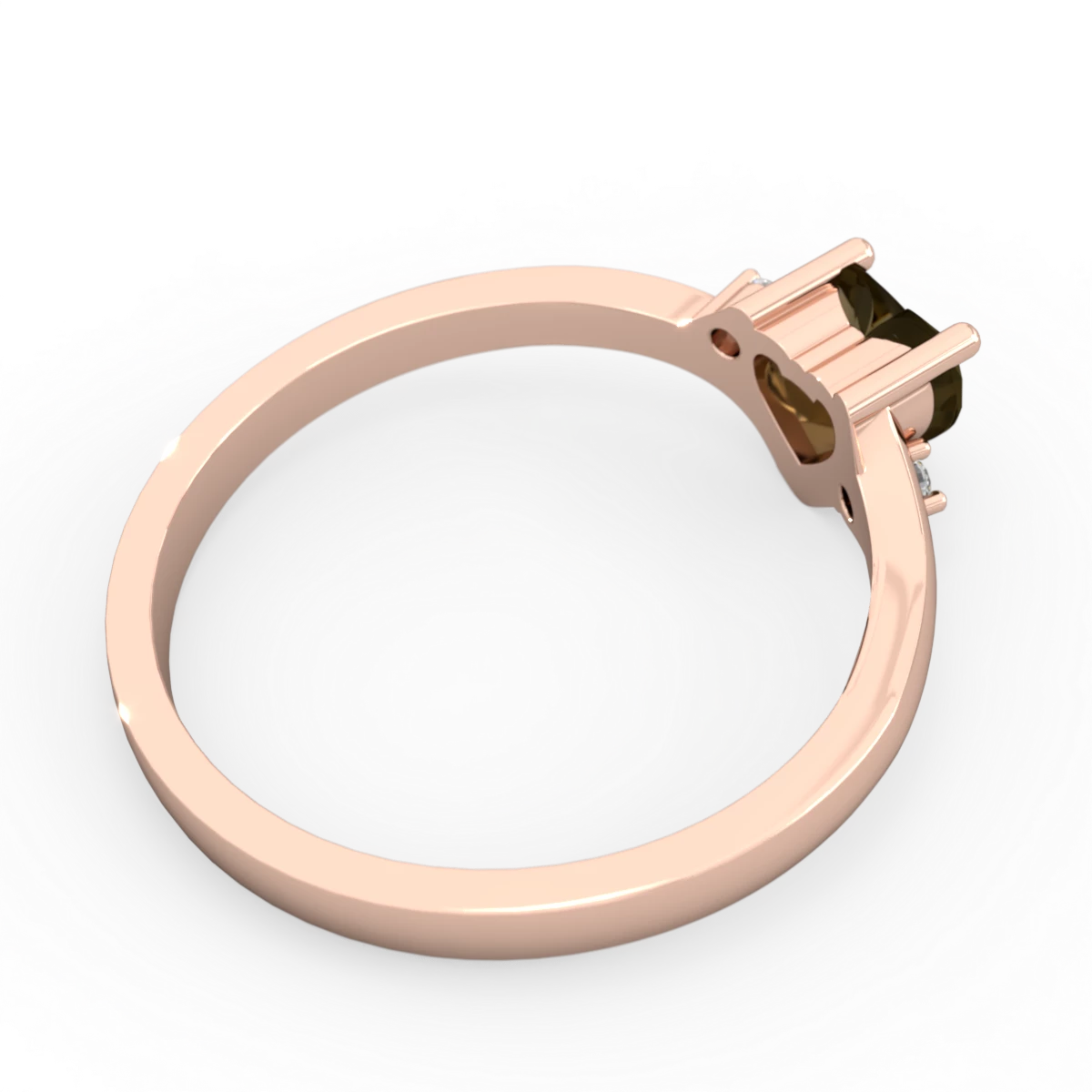 Smoky Quartz Delicate Heart 14K Rose Gold ring R0203
