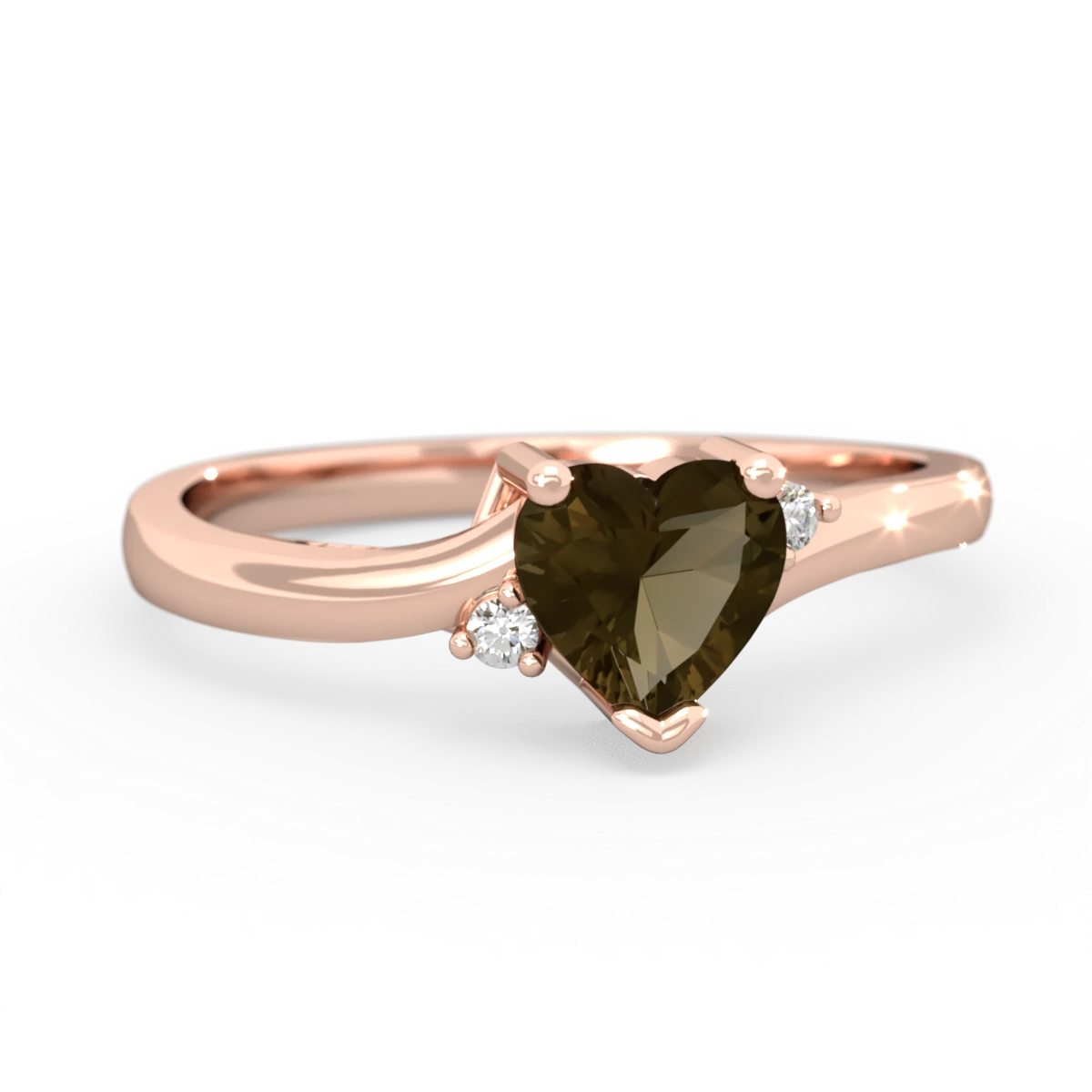 Smoky Quartz Delicate Heart 14K Rose Gold ring R0203