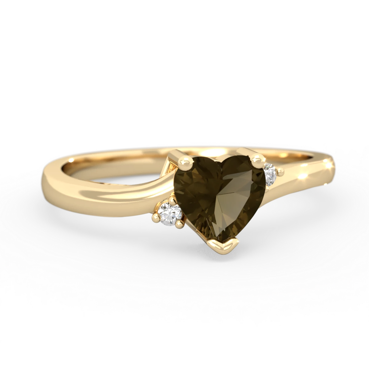 Smoky Quartz Delicate Heart 14K Yellow Gold ring R0203