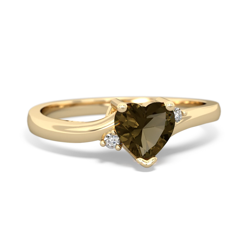 Smoky Quartz Delicate Heart 14K Yellow Gold ring R0203