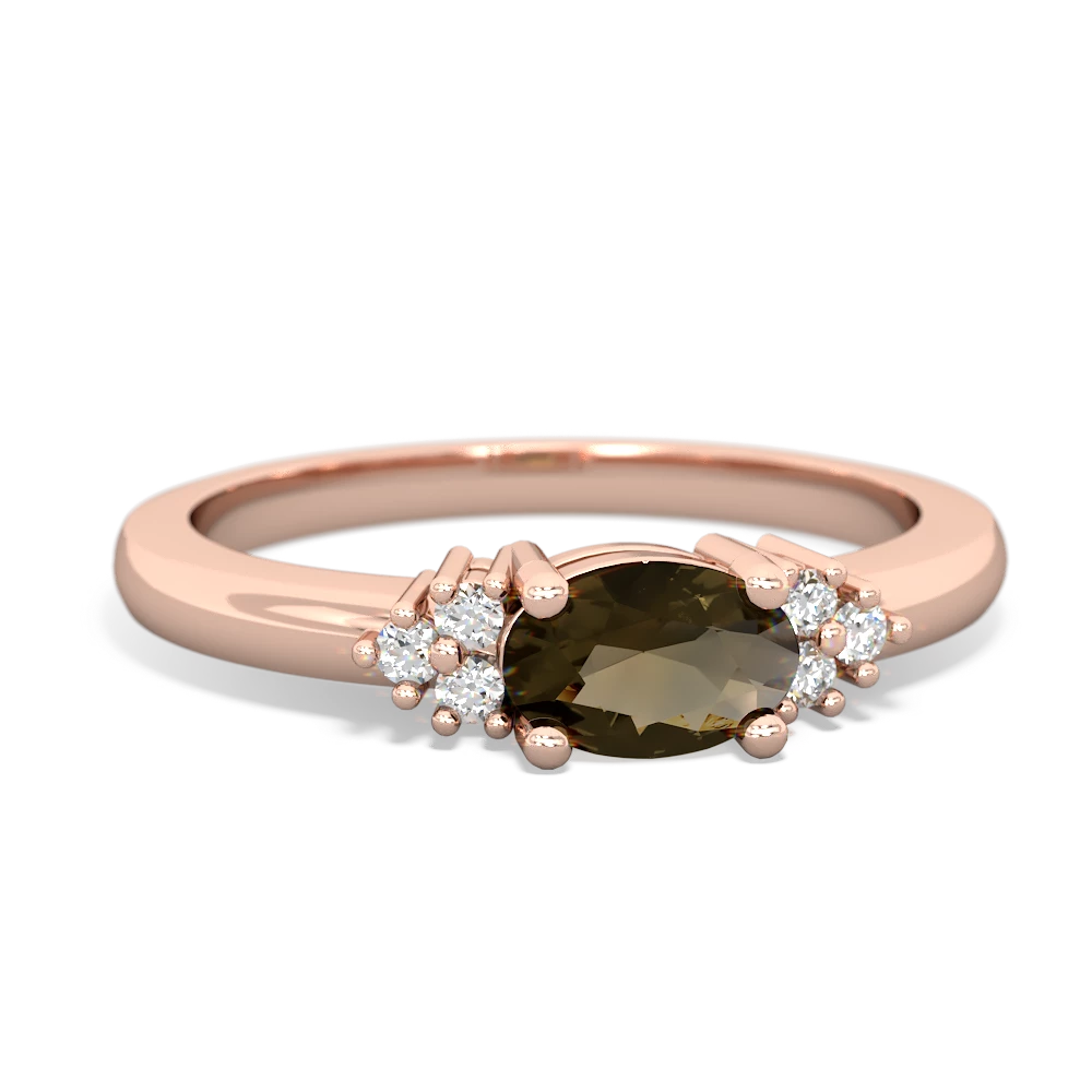 Smoky Quartz Simply Elegant East-West 14K Rose Gold ring R2480