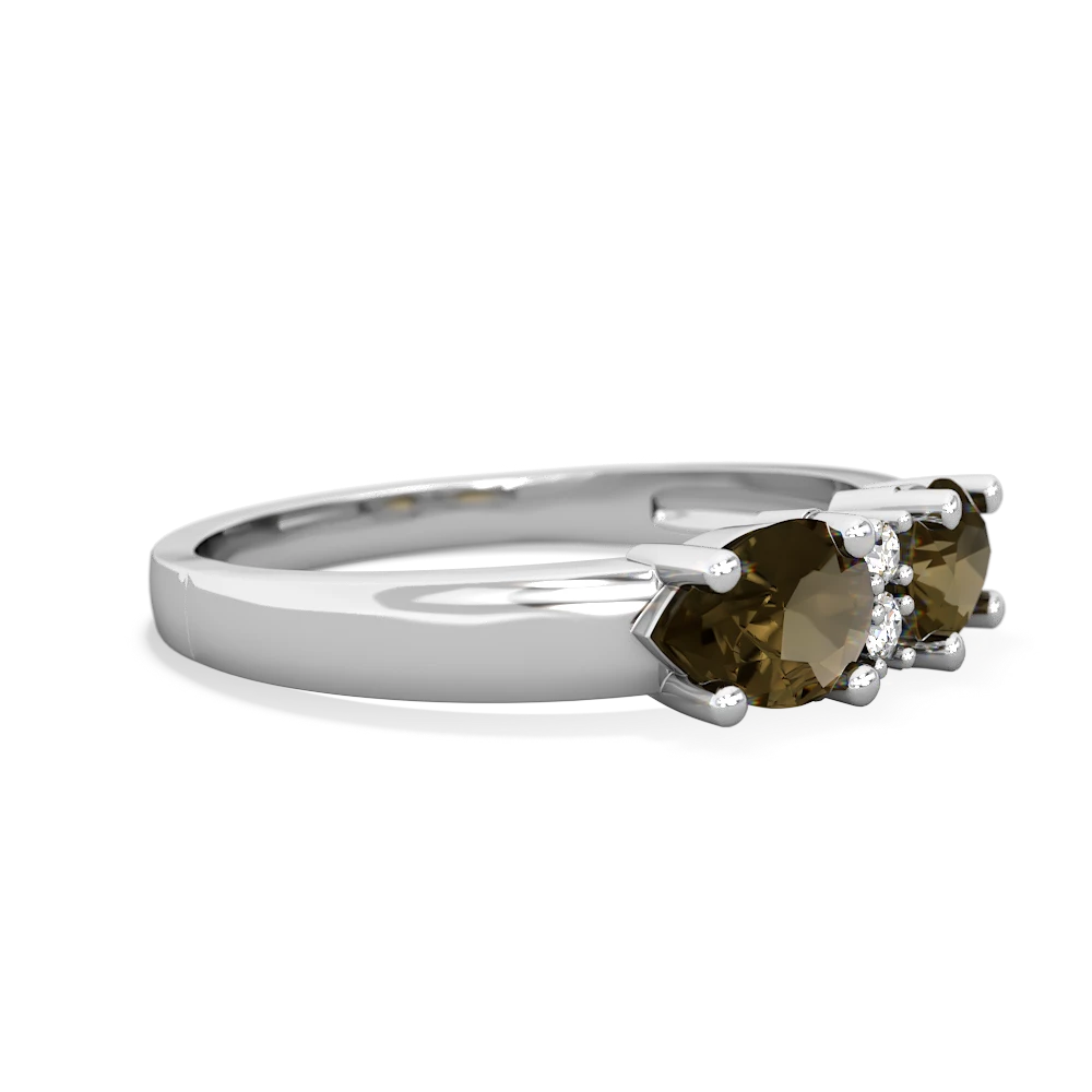 Smoky Quartz Pear Bowtie 14K White Gold ring R0865
