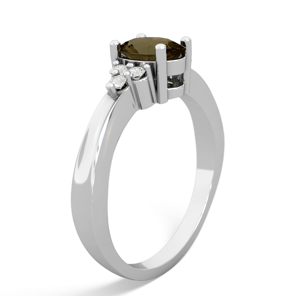 Smoky Quartz Simply Elegant 14K White Gold ring R2113