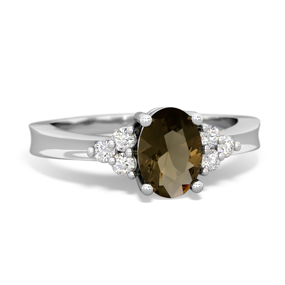 Smoky Quartz Simply Elegant 14K White Gold ring R2113