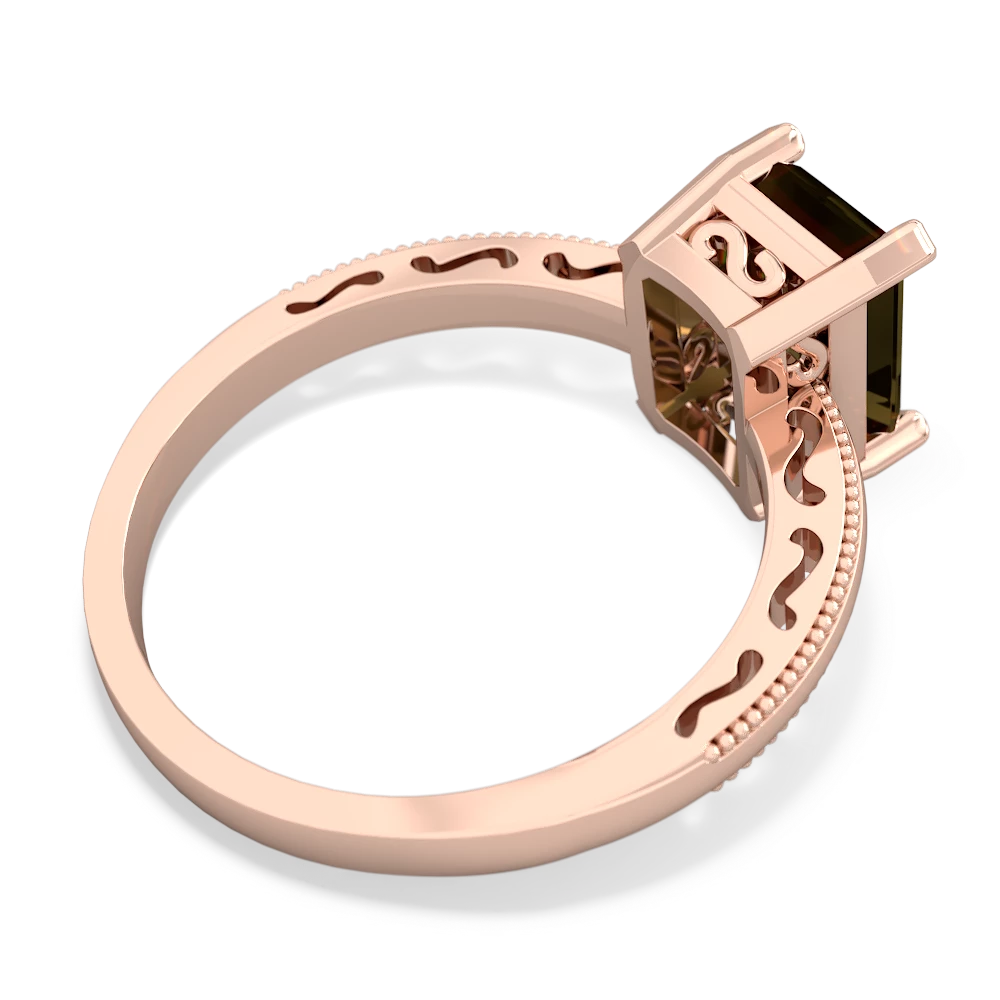 Smoky Quartz Milgrain Scroll 14K Rose Gold ring R2338