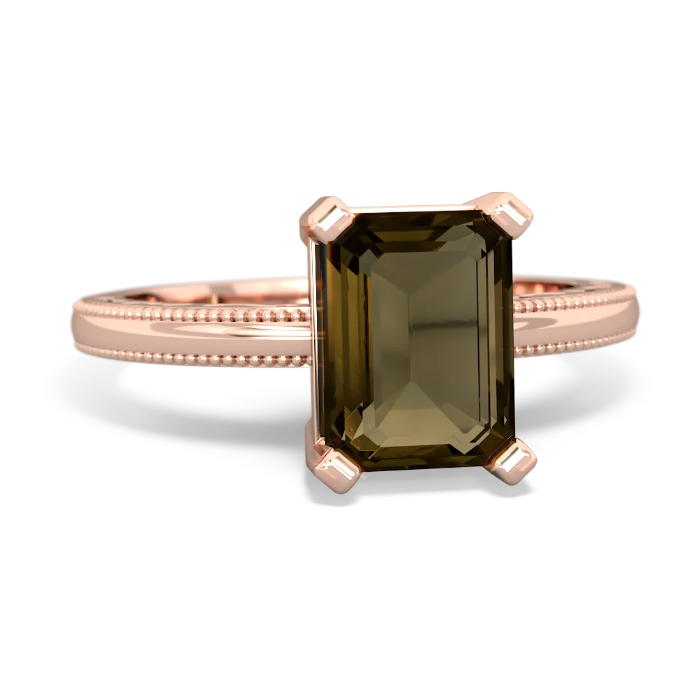 Smoky Quartz Milgrain Scroll 14K Rose Gold ring R2338