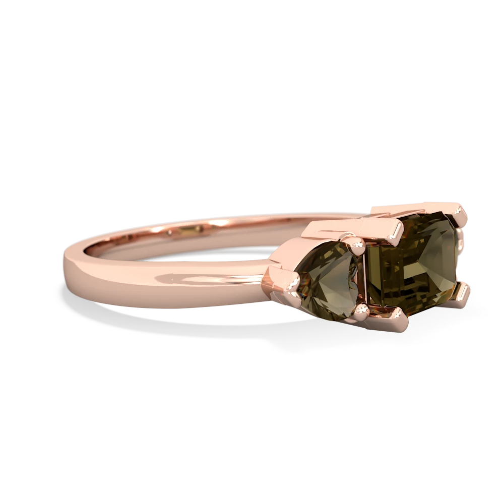 Smoky Quartz Three Stone 14K Rose Gold ring R5235