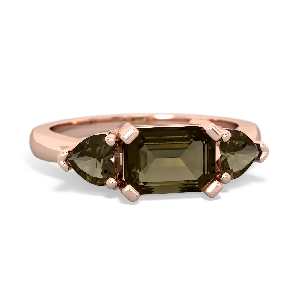 Smoky Quartz Three Stone 14K Rose Gold ring R5235