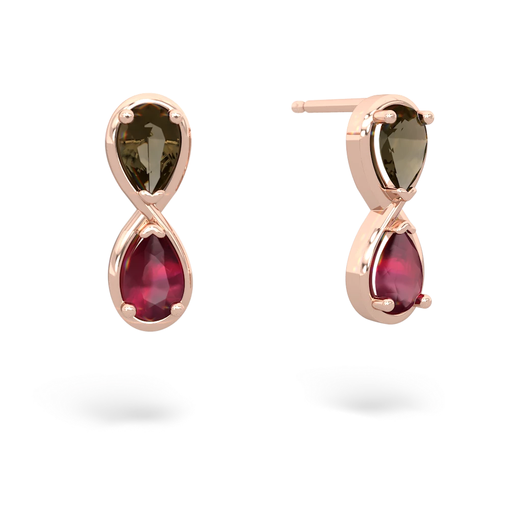 Smoky Quartz Infinity 14K Rose Gold earrings E5050