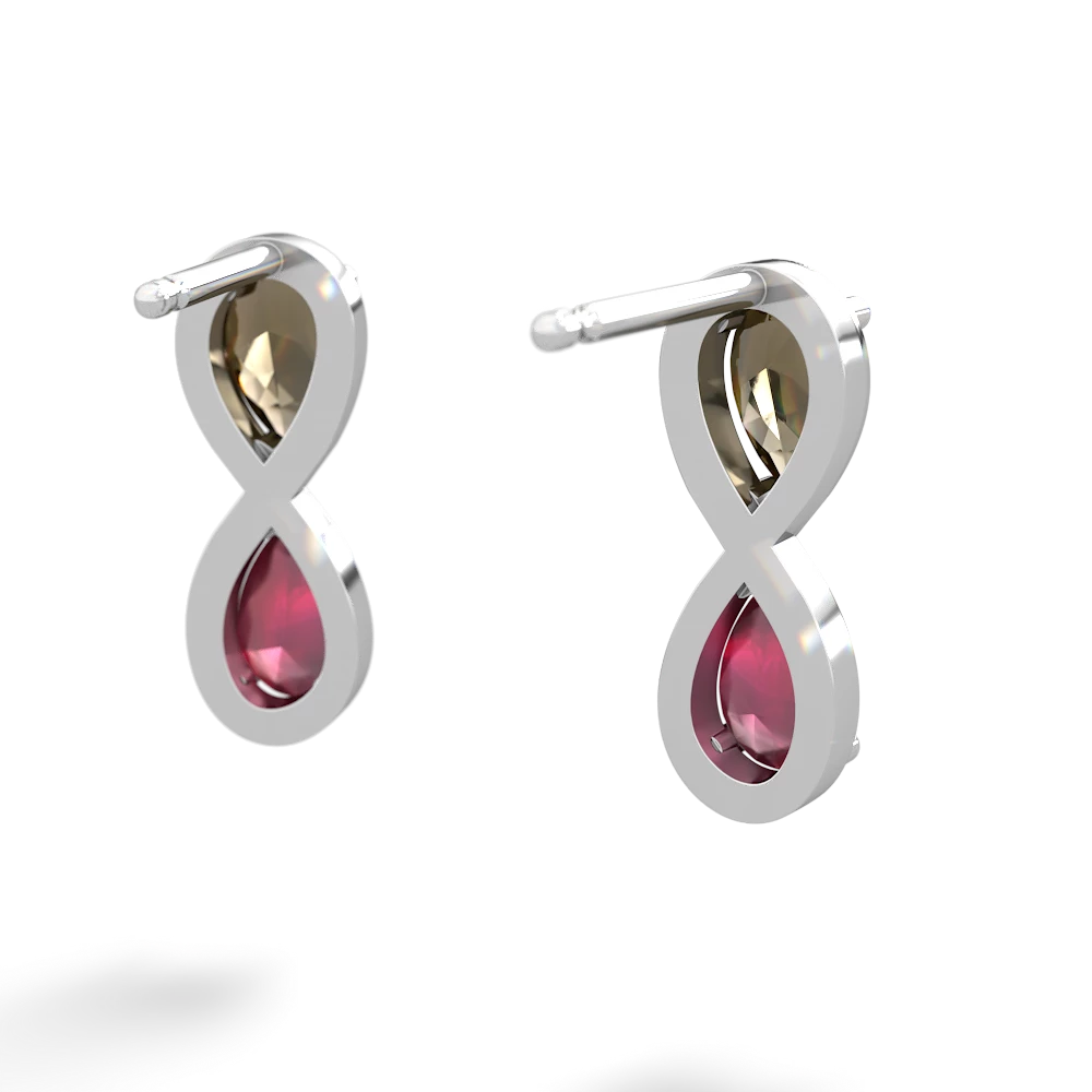 Smoky Quartz Infinity 14K White Gold earrings E5050