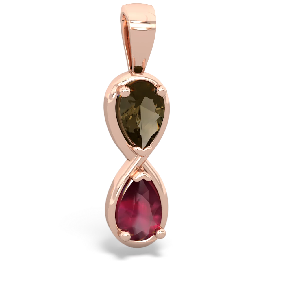 Smoky Quartz Infinity 14K Rose Gold pendant P5050