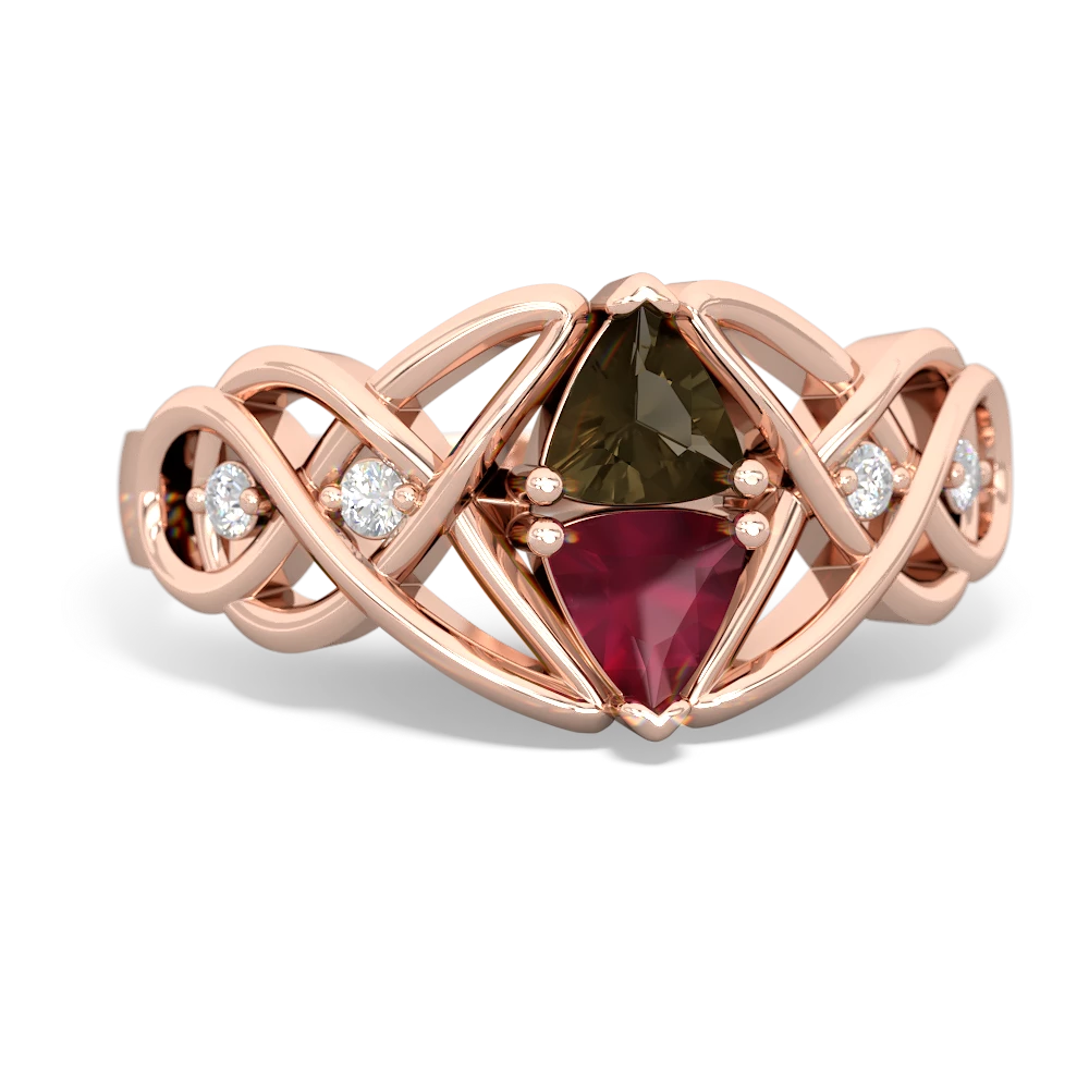 Smoky Quartz Keepsake Celtic Knot 14K Rose Gold ring R5300