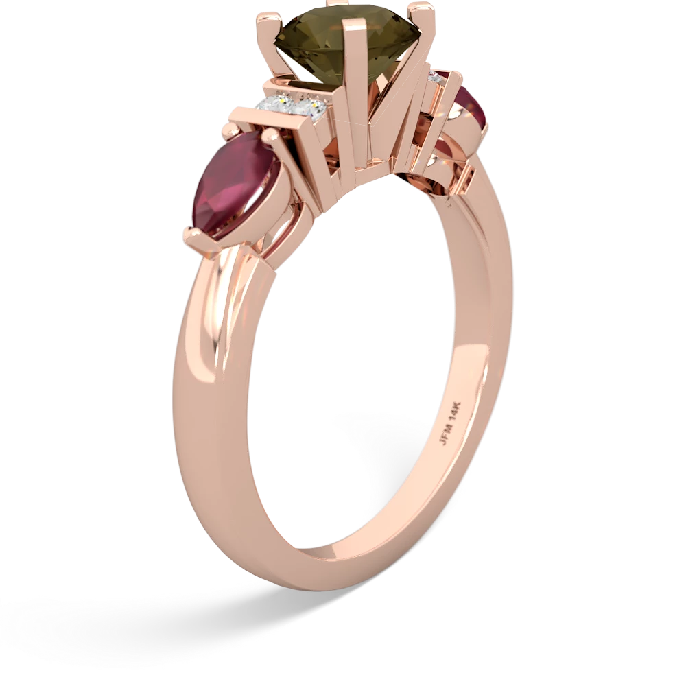 Smoky Quartz 6Mm Round Eternal Embrace Engagement 14K Rose Gold ring R2005