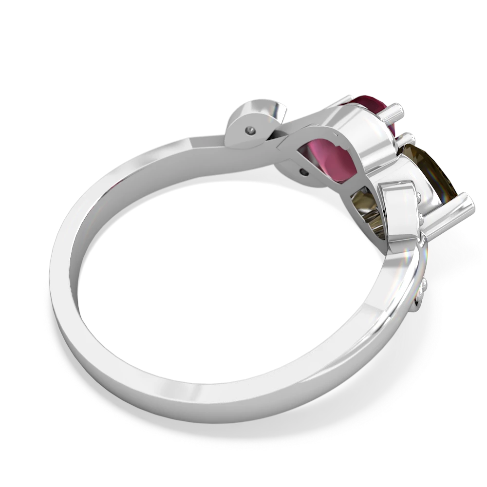 Smoky Quartz Floral Elegance 14K White Gold ring R5790