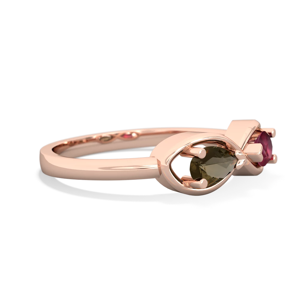 Smoky Quartz Infinity 14K Rose Gold ring R5050