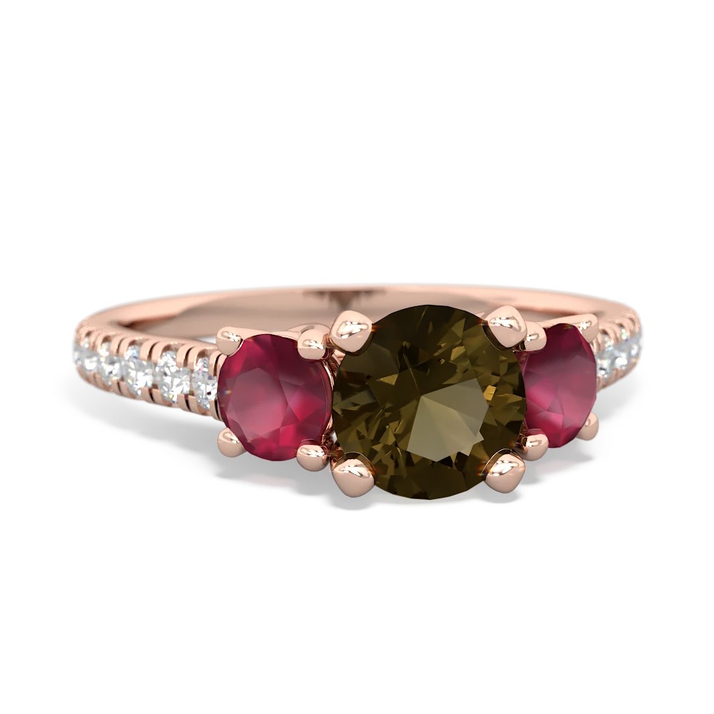 Smoky Quartz Pave Trellis 14K Rose Gold ring R5500