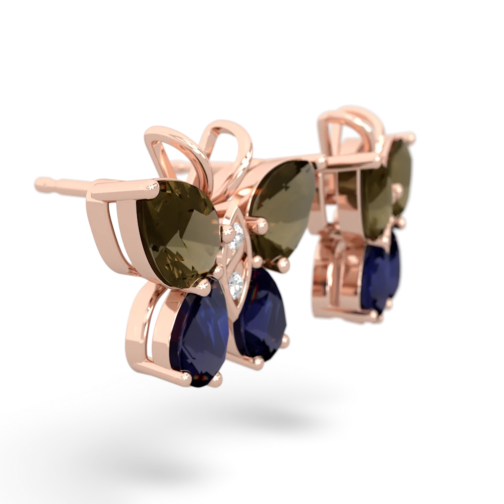 Smoky Quartz Butterfly 14K Rose Gold earrings E2215