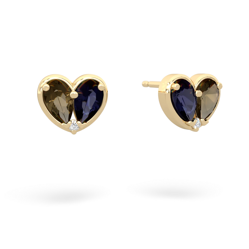 Smoky Quartz 'Our Heart' 14K Yellow Gold earrings E5072