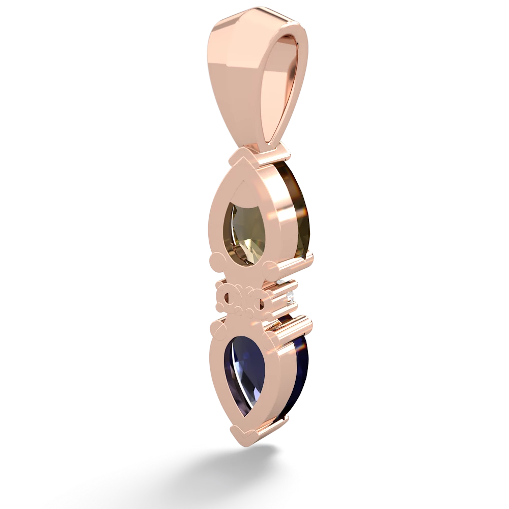 Smoky Quartz Bowtie Drop 14K Rose Gold pendant P0865