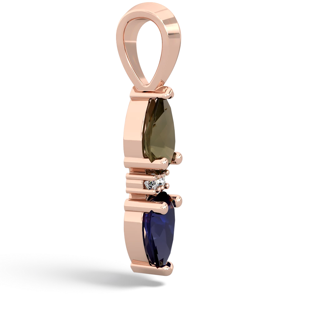 Smoky Quartz Bowtie Drop 14K Rose Gold pendant P0865
