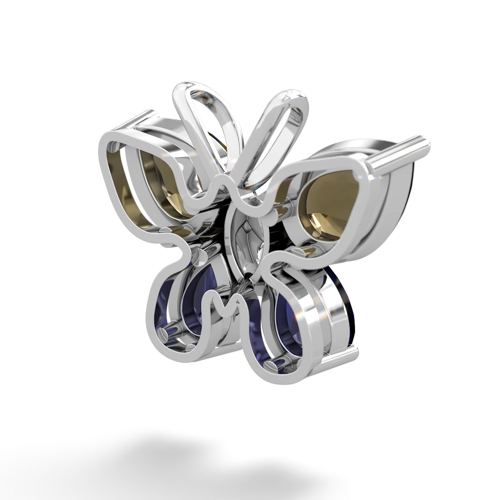 Smoky Quartz Butterfly 14K White Gold pendant P2215