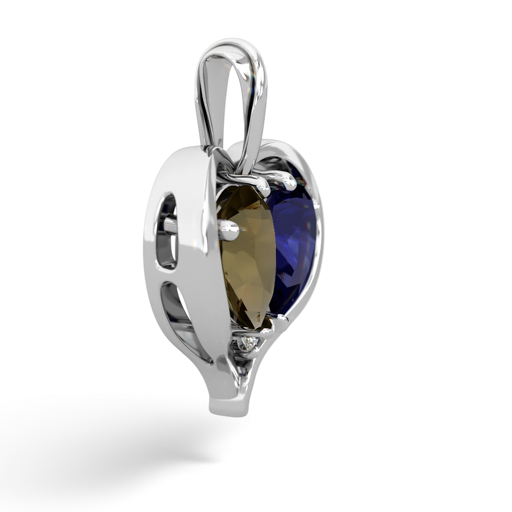 Smoky Quartz Two Become One 14K White Gold pendant P5330