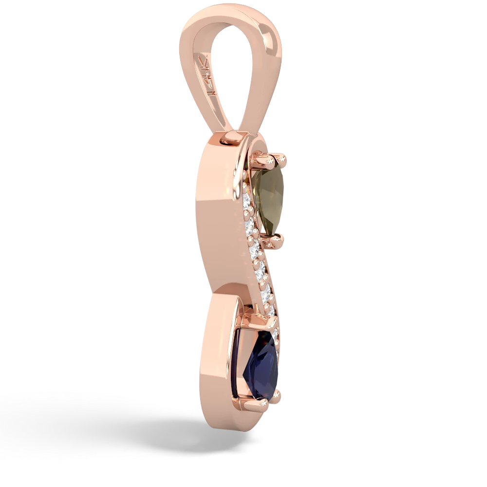 Smoky Quartz Diamond Infinity 14K Rose Gold pendant P5390