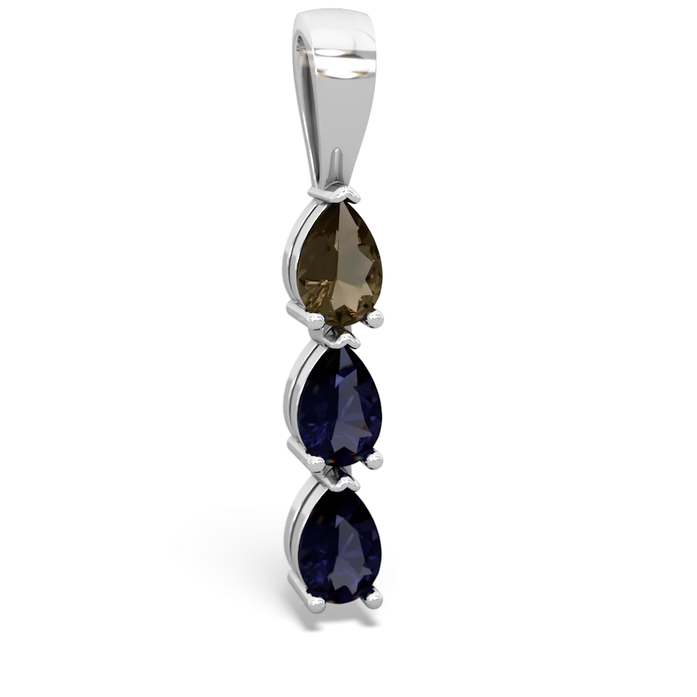 Smoky Quartz Dew Drops 14K White Gold pendant P2251